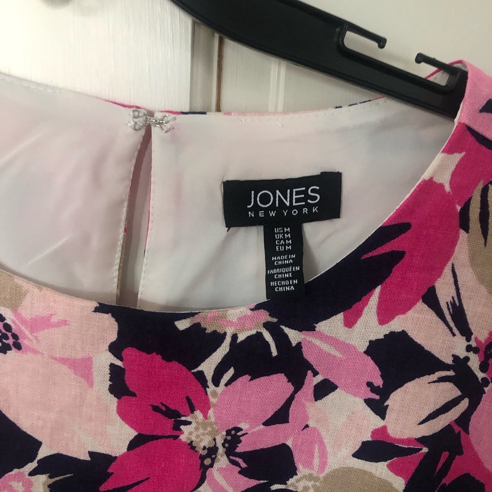NWT Jones of New York extended cap sleeve linen blend swing dress - Picture 4 of 7